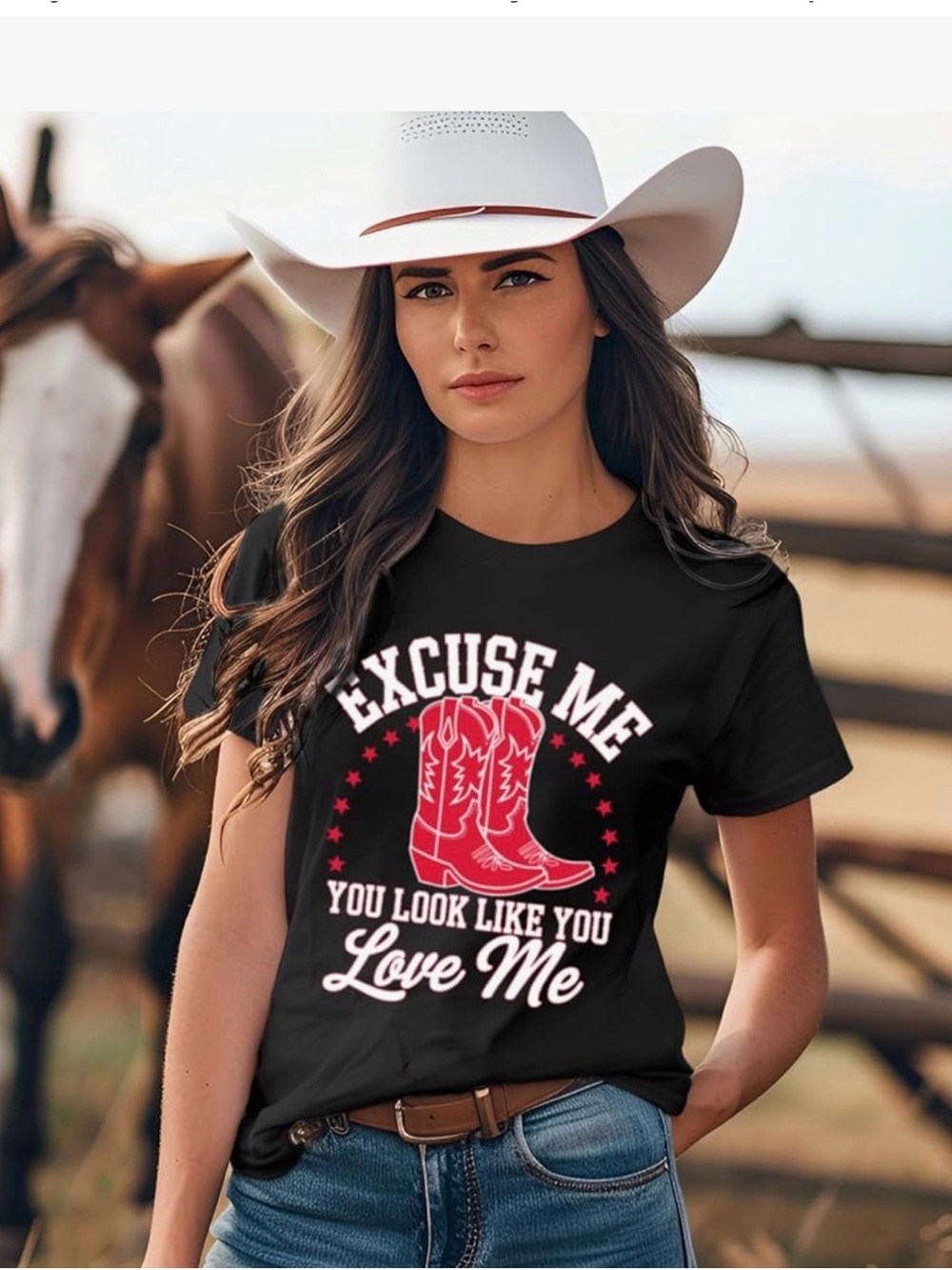 Graphic Tee with Red Cowboy Boots & Slogan SzL Country Festival Linedancing NWOT - Picture 3 of 5